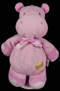 Carters Just One Year JOY Hippo Pink Musical Crib Hanging Pull Baby Toy